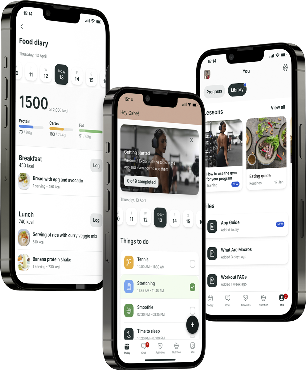 A mockup of the coaching app showcasing the features.